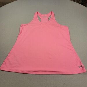 Under Armour HeatGear Tank Top Women's XL Pink Fitted Racerback Workout Gym Logo